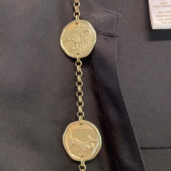 Linea by Louis Dell 'Olio Zodiac Medallion Reversible Goldtone Necklace w Stones - Picture 9 of 13